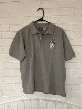 Vintage kids large Warner bros looney tunes polo shirt gray dated 1991